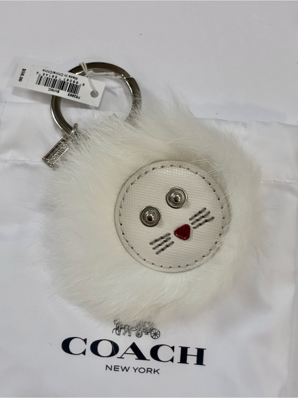 Coach Fluffy Lion keyring Bag Charm NWT